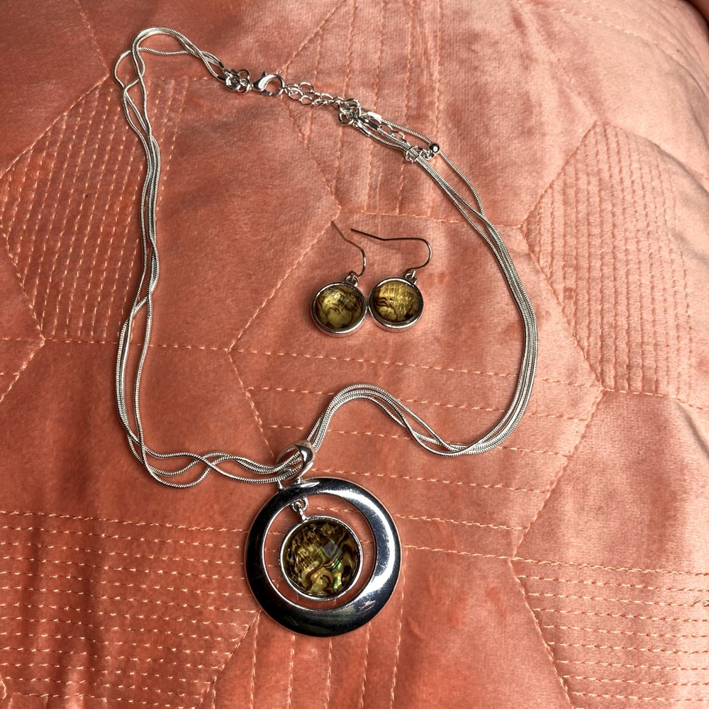 Vintage circular necklace & earrings set, costume